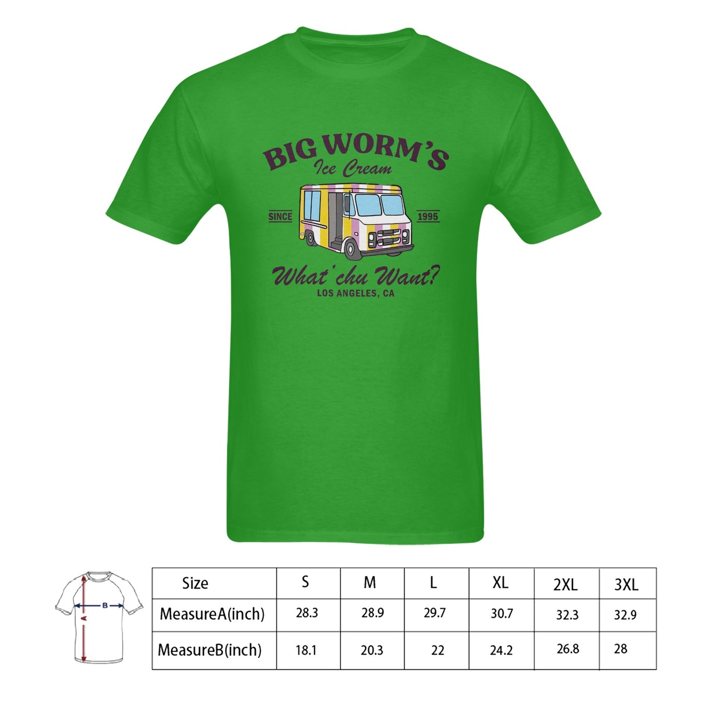 Big Worm's Ice Cream Truck Men's T-shirt 100% Cotton