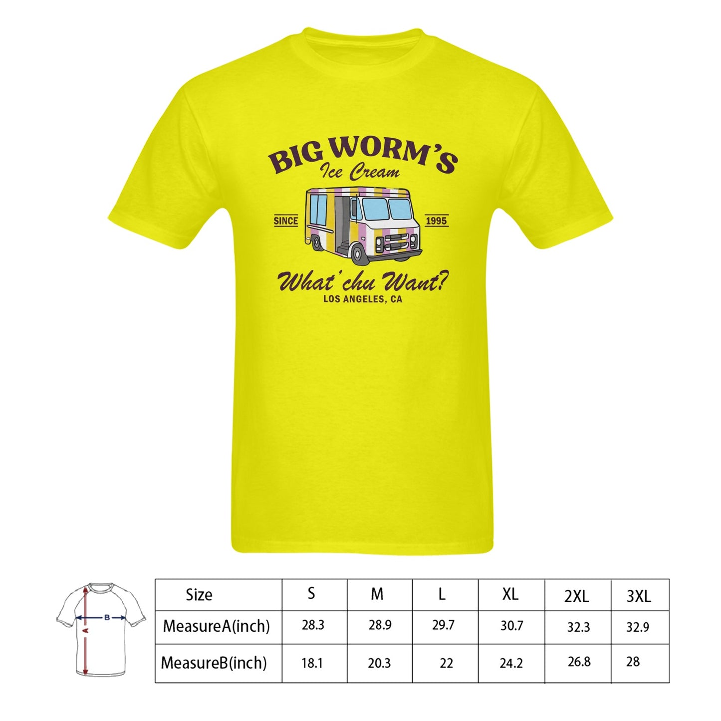 Big Worm's Ice Cream Truck Men's T-shirt 100% Cotton