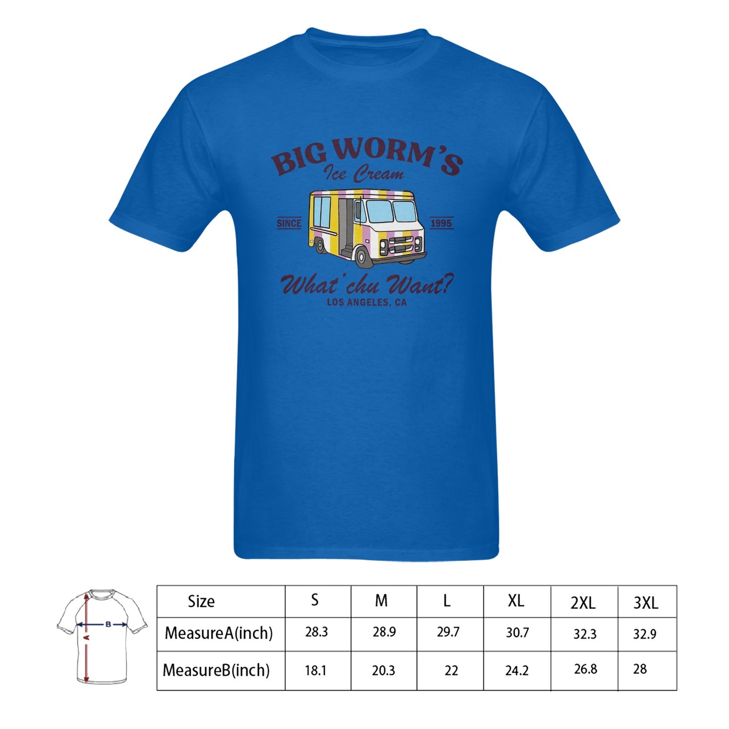 Big Worm's Ice Cream Truck Men's T-shirt 100% Cotton