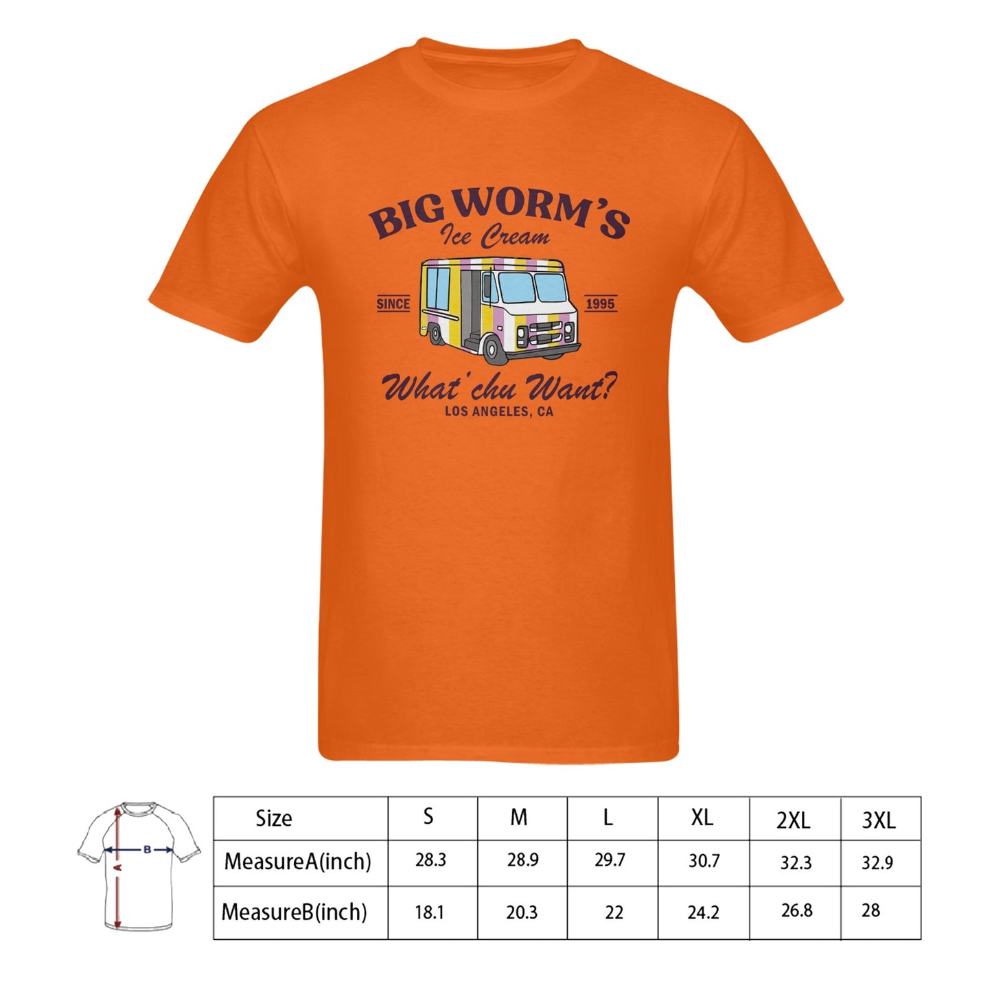Big Worm's Ice Cream Truck Men's T-shirt 100% Cotton