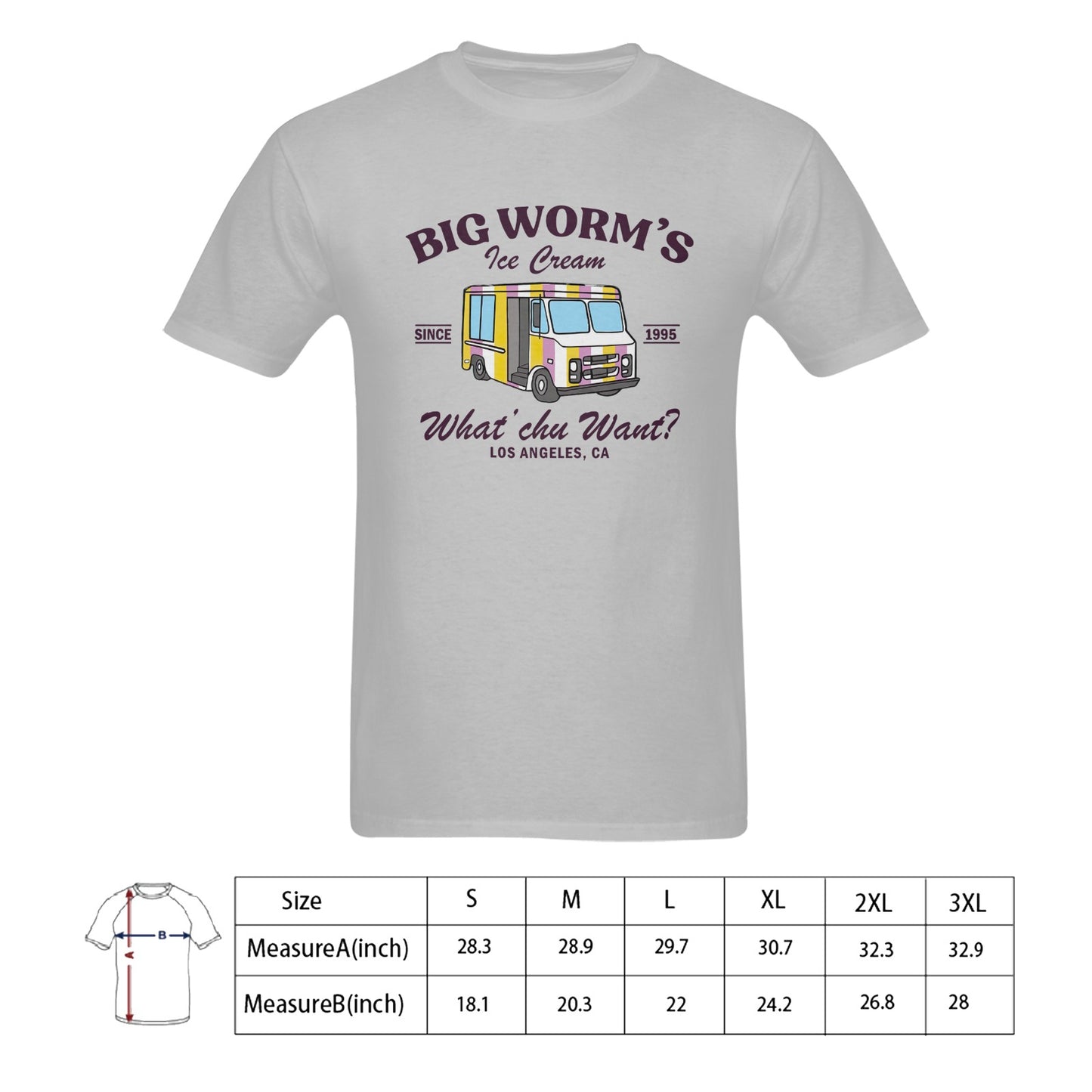 Big Worm's Ice Cream Truck Men's T-shirt 100% Cotton